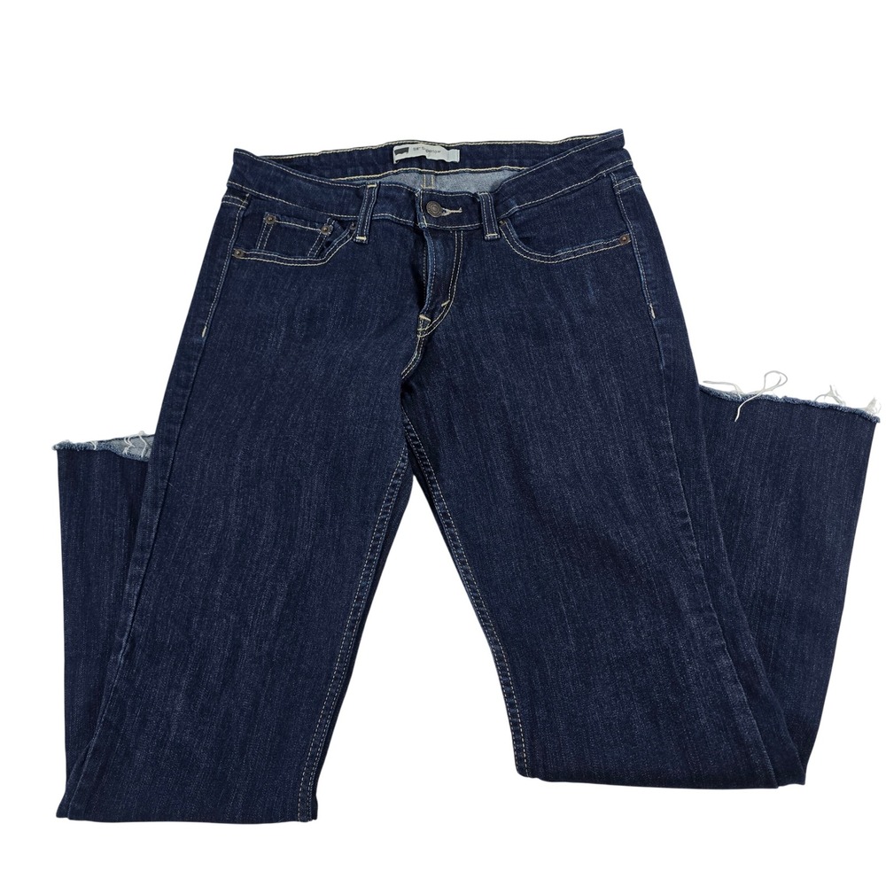 Levis 518 Superlow Dark Wash Raw Hem‎ Bootcut Jeans Womens 9M Low Rise Denim